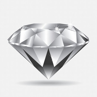 Shiny diamond on gray background