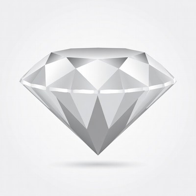 Clear diamond with many facets