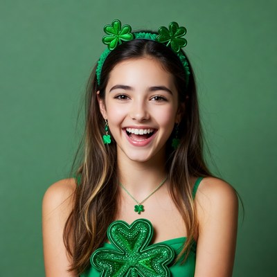 Girl celebrating st. patrick's day in green attire