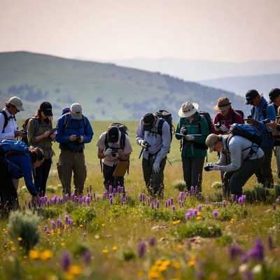 Group of people exploring nature together