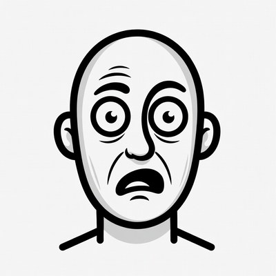 Shocked expression on a bald man