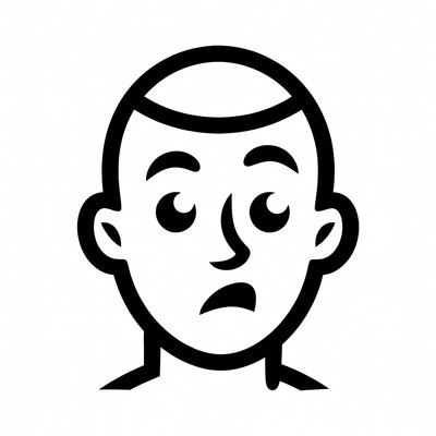 Expression of surprise on a simple face