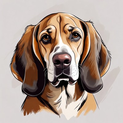 Dog portrait with expressive eyes and ears