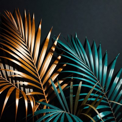 Palm leaves in dark background