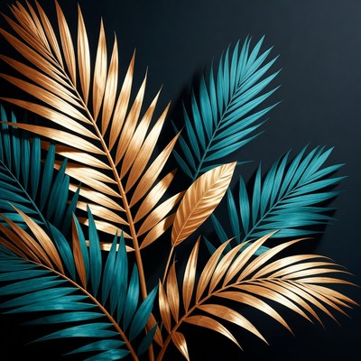 Tropical leaves on dark background