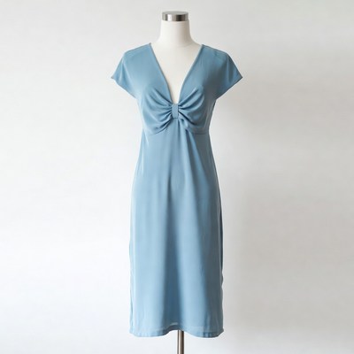 Simple blue dress on display