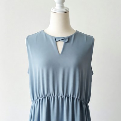 Dress on mannequin in soft blue color
