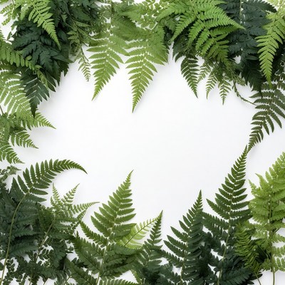 Green ferns arranged on white surface