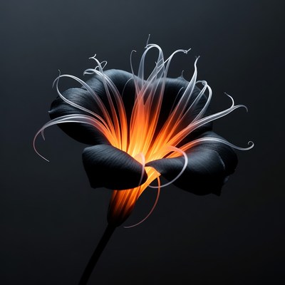 Flower with glowing center at night