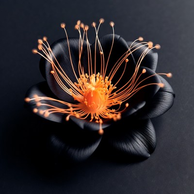 Black flower with orange details
