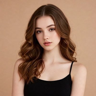 Young woman with long wavy hair