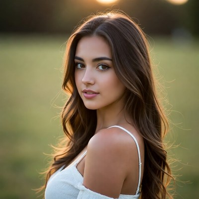 Young woman in sunset light