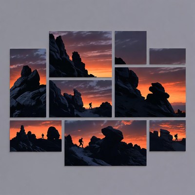 Sunset hike through rocky terrain