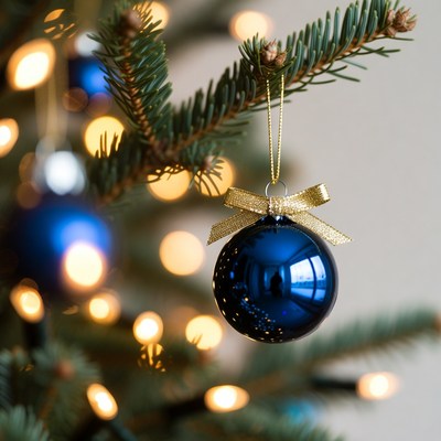 Decoration on christmas tree branch