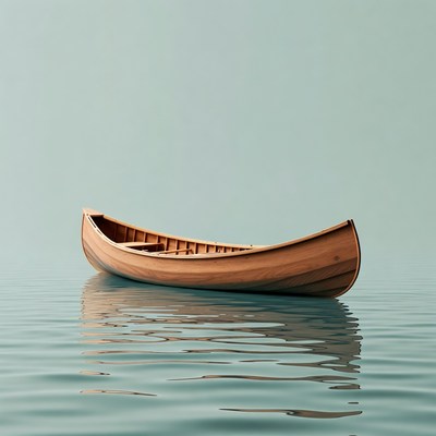 Wooden boat floating on calm water