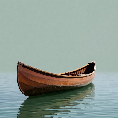 Wooden boat floating on water