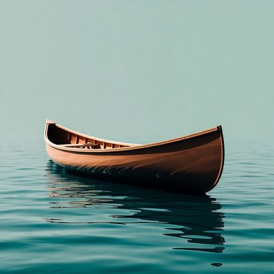 Canoe floating on calm water