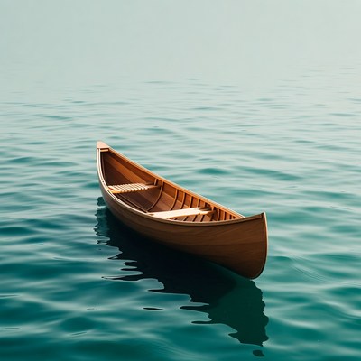 Wooden boat floating on calm water