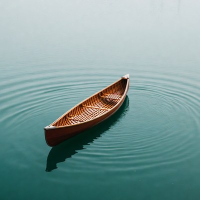 Wooden boat on still water