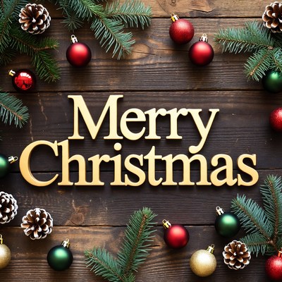 Merry christmas decorations on wood