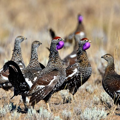 Birds displaying during mating season