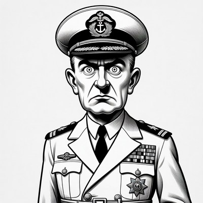 Naval officer portrait in black and white