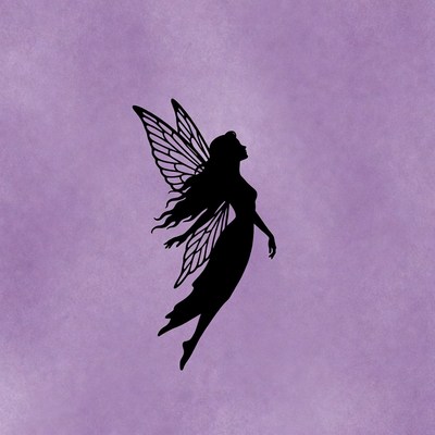 Fairy silhouette on purple background