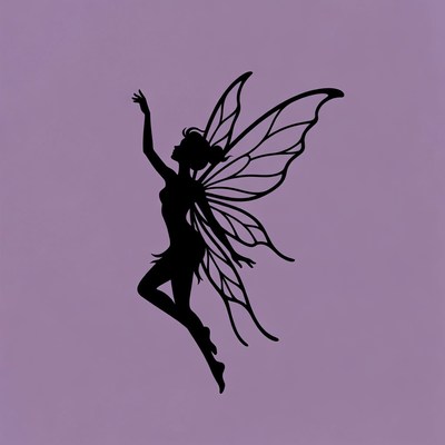 Fairy silhouette against purple background