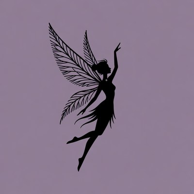 Fairy flying in a lavender background