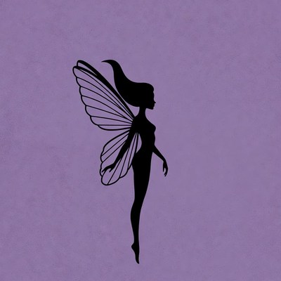 Fairy silhouette on purple background