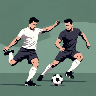 Two players competing for soccer ball