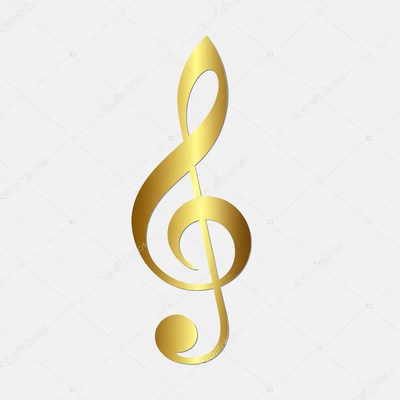 Golden musical note design in simple shape