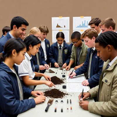 Students engage in soil analysis activity