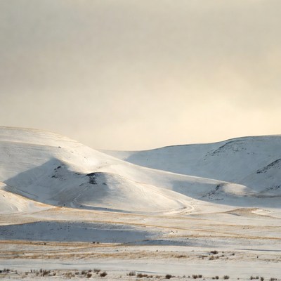 Snowy hills in winter landscape
