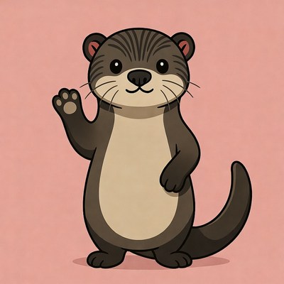 Cute otter waving in cartoon style