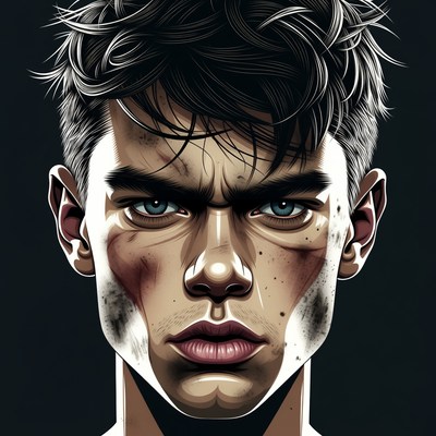 Portrait of a young man with a serious expression