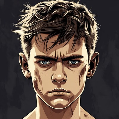 Young person with a serious look on face