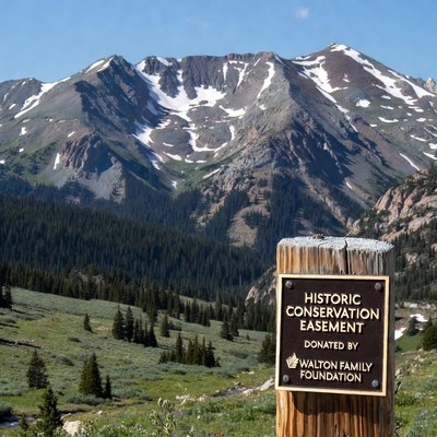 Conservation easement sign in the mountains