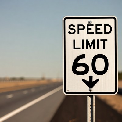 Speed limit sign on highway