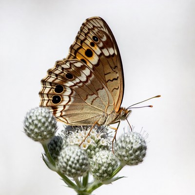 Butterfly perched on white flower