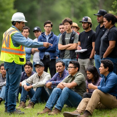 Training session in the field with students