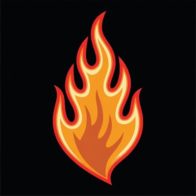 Bright orange flame design on black