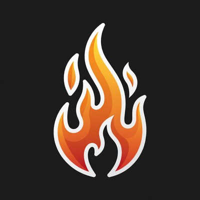 Flames on black background in bold design