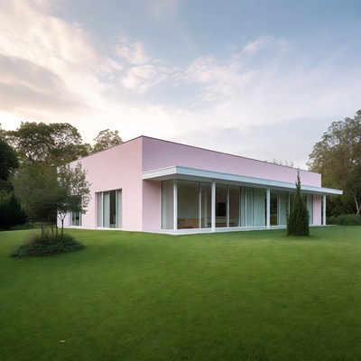 Modern house in green landscape