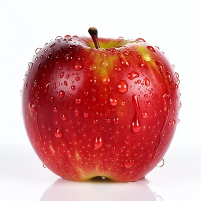 Fresh red apple with water droplets