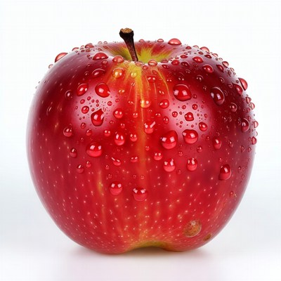Fresh red apple with water droplets