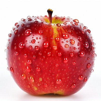 Fresh red apple with water droplets