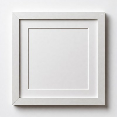 Empty white frame on wall