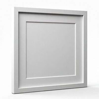 Simple white framed canvas on display
