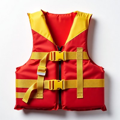 Bright red life jacket for safety